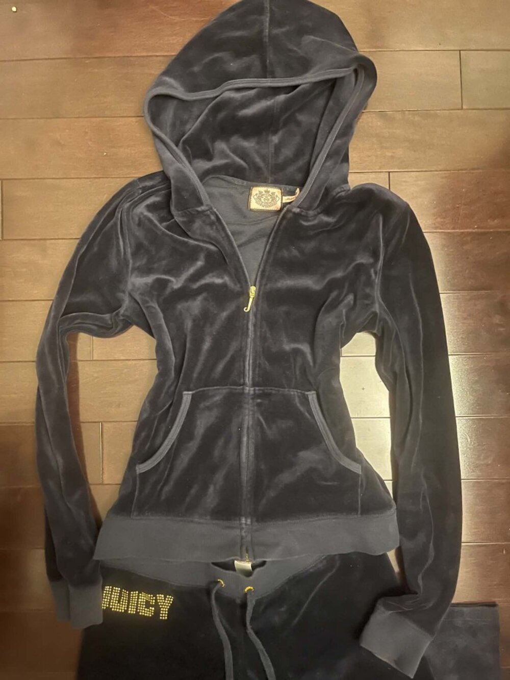Black Velour Y2K Juicy Couture Tracksuit